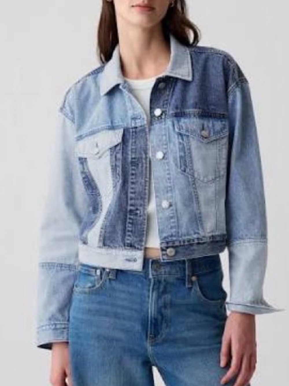 GAP - Patchwork Icon Denim Jacket - Size Large